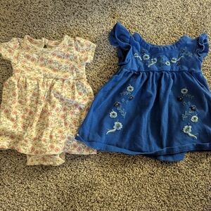 Floral and Blue Embroidered Kids Dress Set
